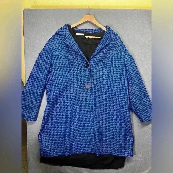 Jessica London Vintage Black & Blue Houndstooth Coat and Dress Womens 18W Plus - Picture 1 of 8